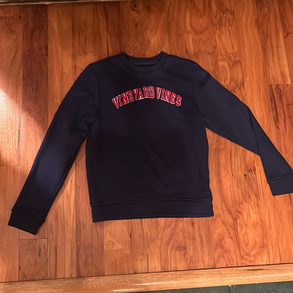 Vineyard Vines Navy Kids Sweatshirt with Red Logo
